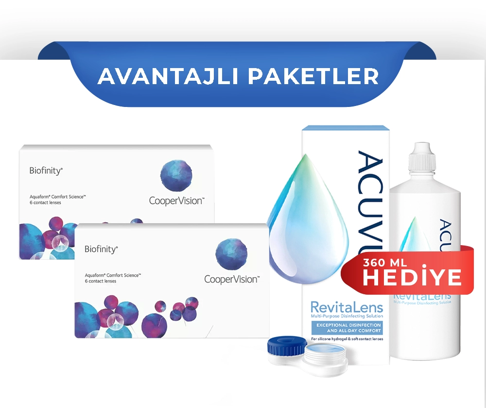 2 Adet Biofinity Şeffaf Lens Alımınıza Solüsyon Hediyesi