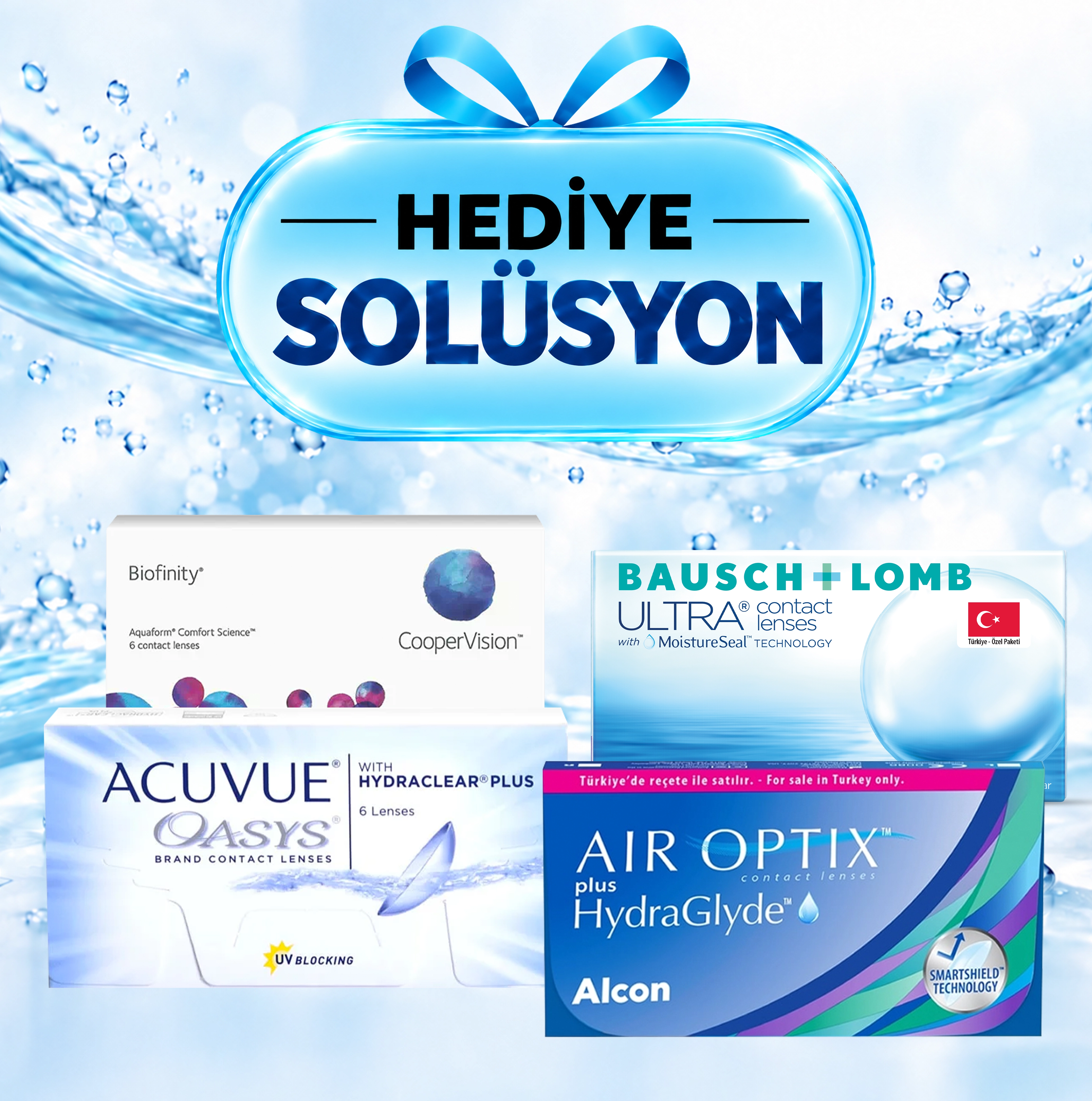 <span>2 Kutu Şeffaf Lens Alımlarınıza Hediye Solüsyon.</span>