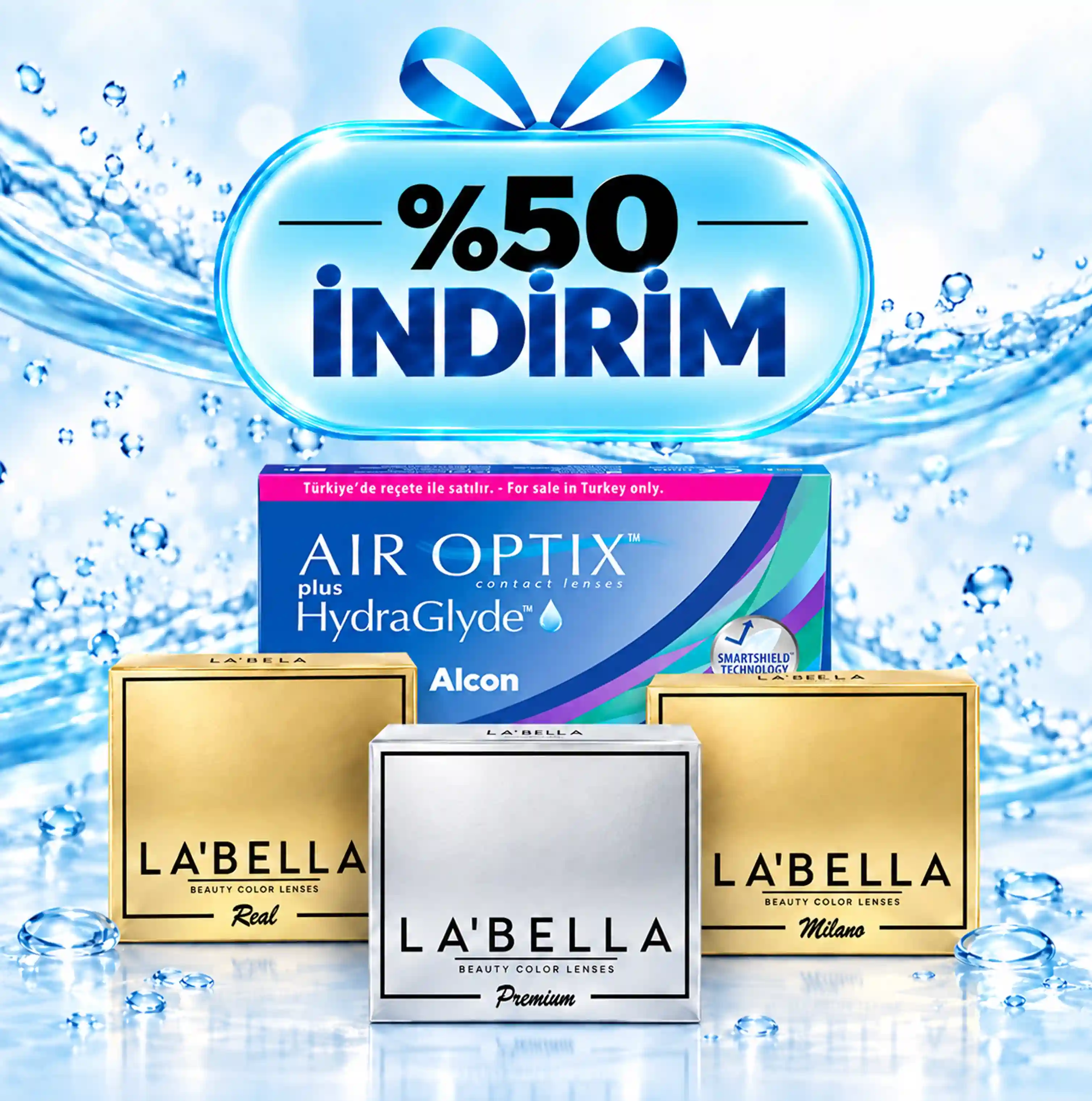 Air Optix Hydraglyde Alımınıza Labella 3 Aylık Lensler %50 İndirimli